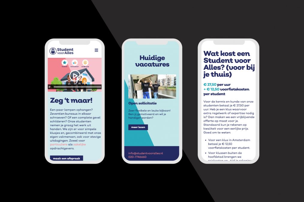 Mobile website Student voor Alles (door ILUZIE)