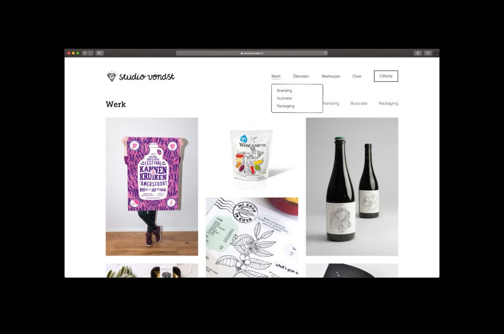 Website - werk Studio Vondst (door ILUZIE)