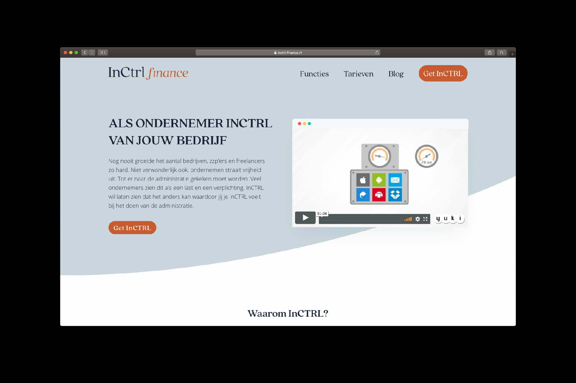 website InCTRL finance - door ILUZIE i.s.m. Fiona Gobbo Creative