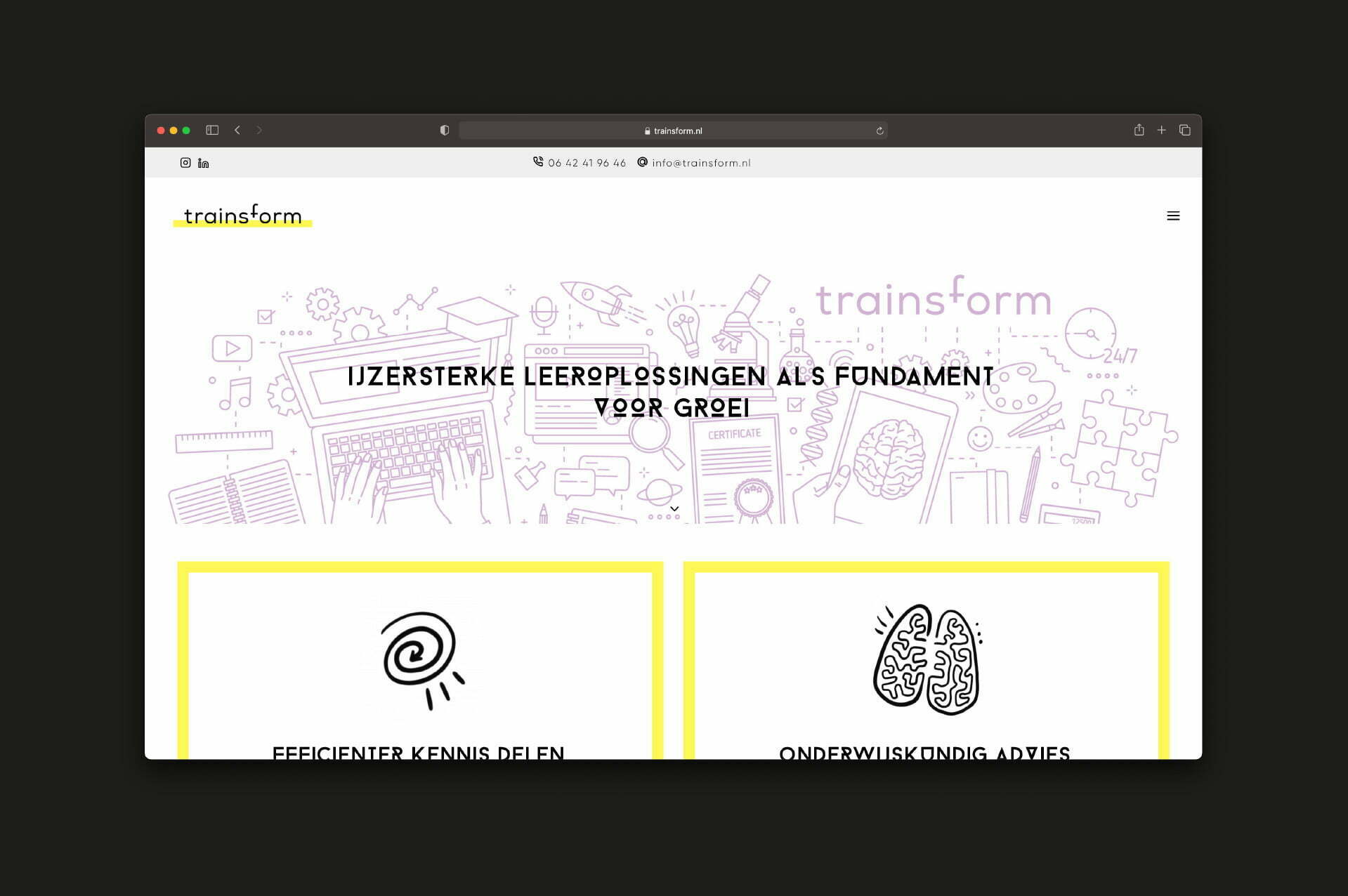 Website trainsform - homepage - ILUZIE Amersfoort