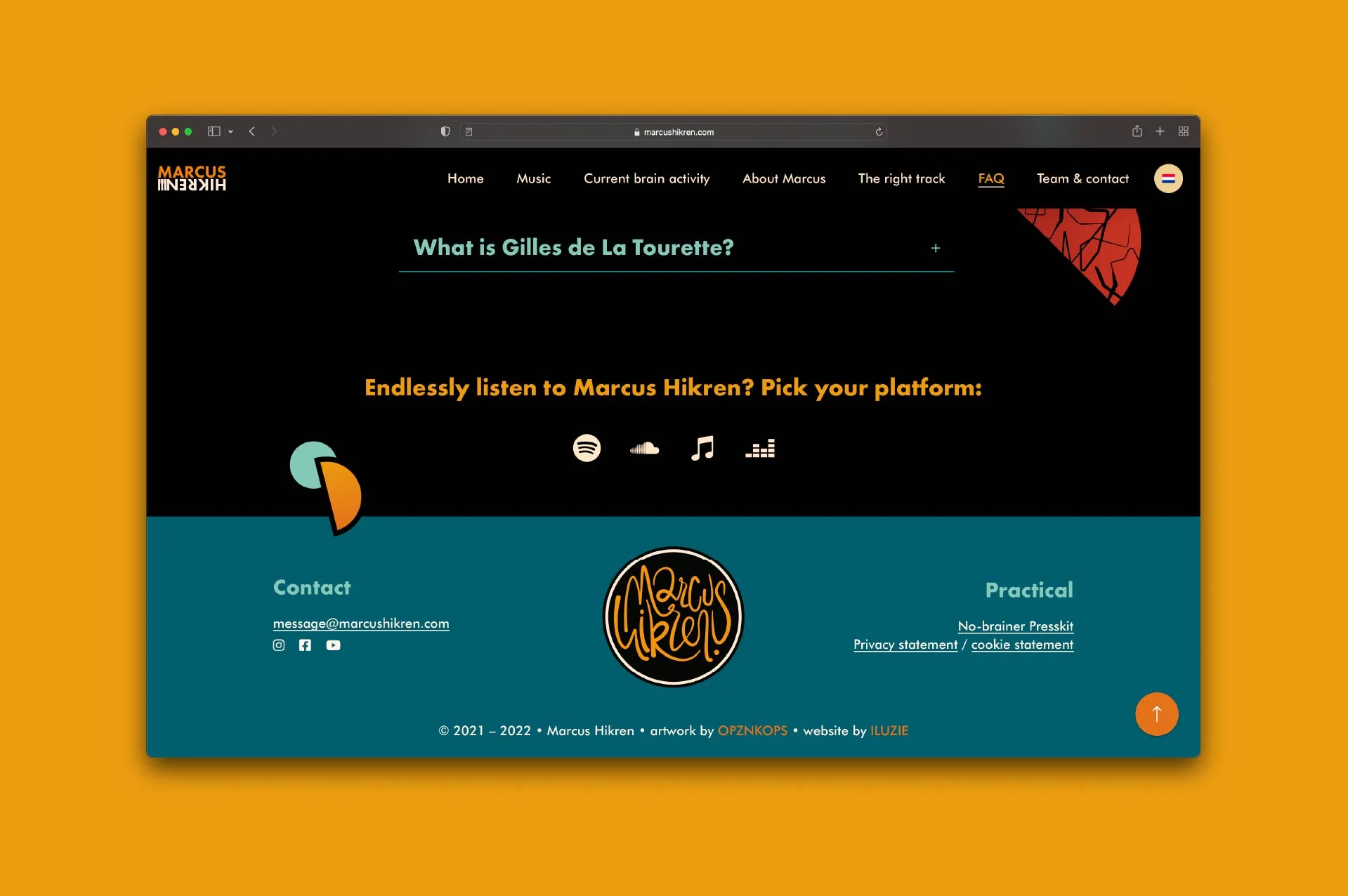 Website Marcus Hikren - footer - door ILUZIE